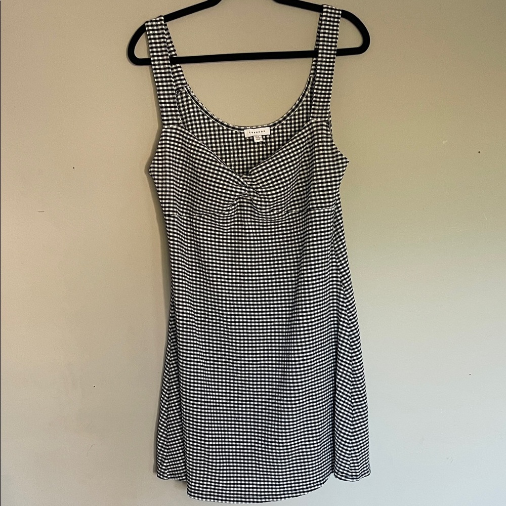 Topshop Black and White CottageCore Flirty Mini Dress